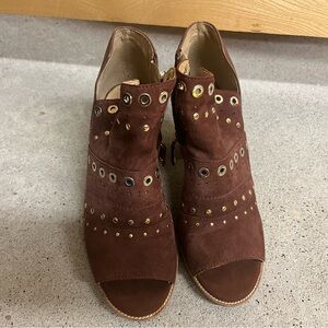 Geox Chocolate Suede Eyelet Heeled Boots